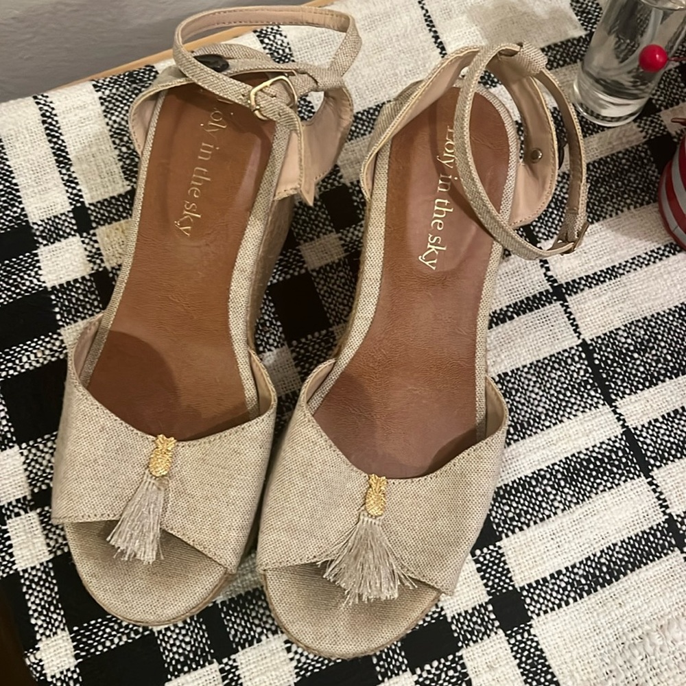 Loly in the sky wedge espadrilles. Size 7 Beige Worn twice excellent condition